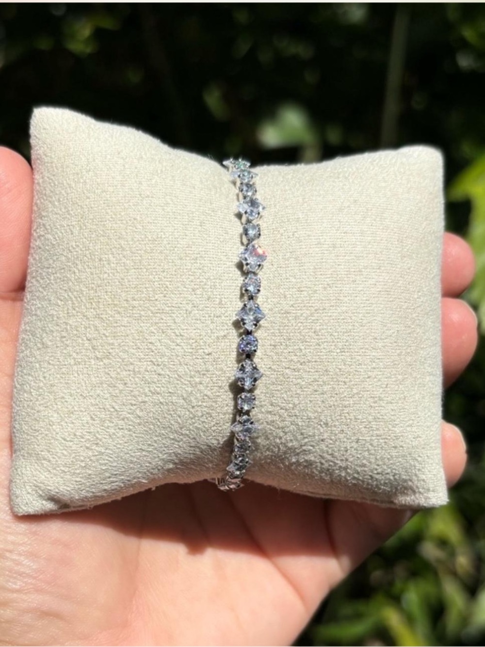 18K White Gold Plated Stainless Steel Diamond Tennis Bracelet